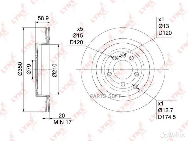 Lynxauto BN1064 Диск тормозной (350x20) зад