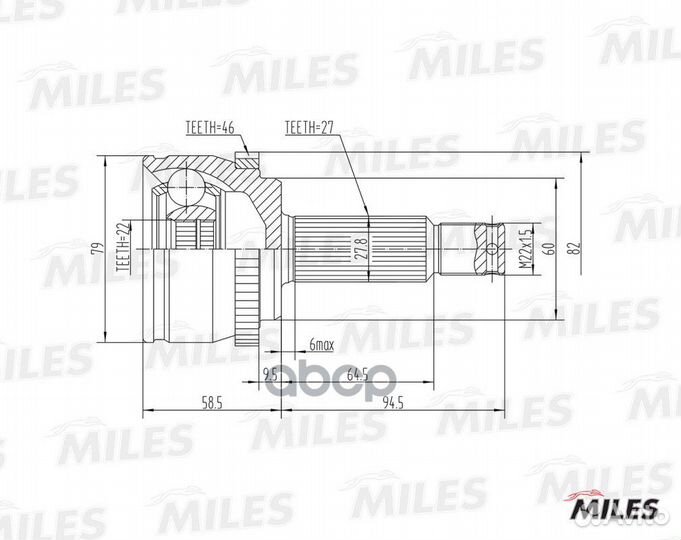 ШРУС наружный (ABS) hyundai I30/KIA ceed 1.4-1