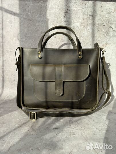 Сумка-портфель для А4 из кожи Крейзи Хорс