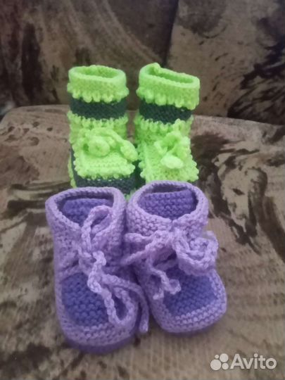 Вязанные Детские носочки -пинетки