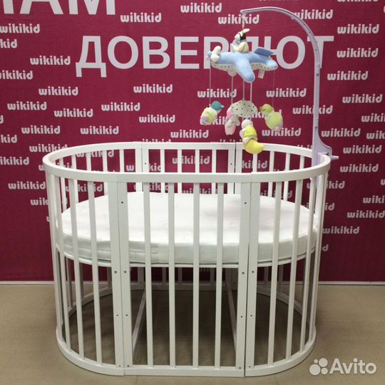 Кроватка трансформер круглая овальная