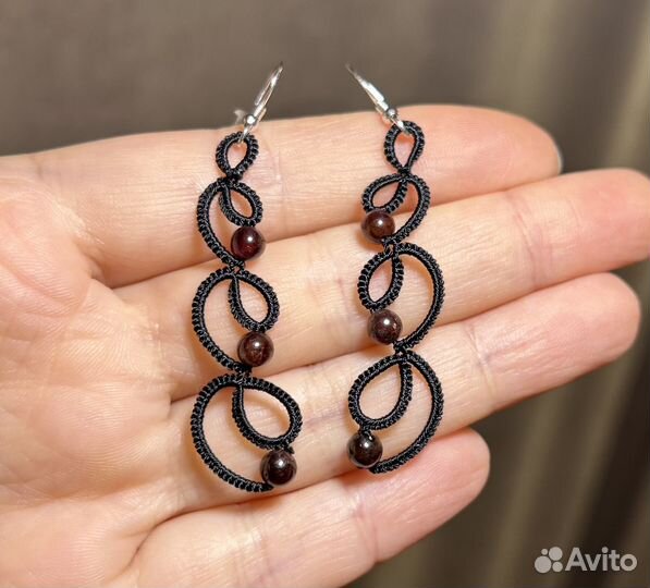 Чокер и серьги фриволите