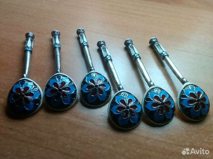 Серебряные ложки,эмаль,84проба