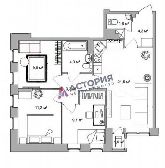 3-к. квартира, 68,9 м², 4/13 эт.