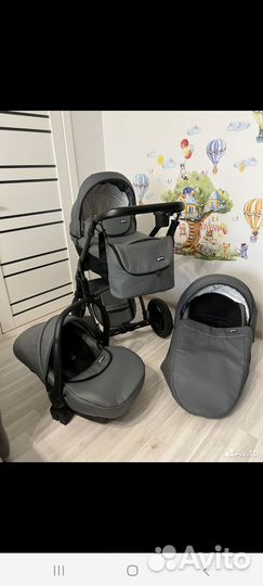 Коляска 3 в 1 из эко кожи
