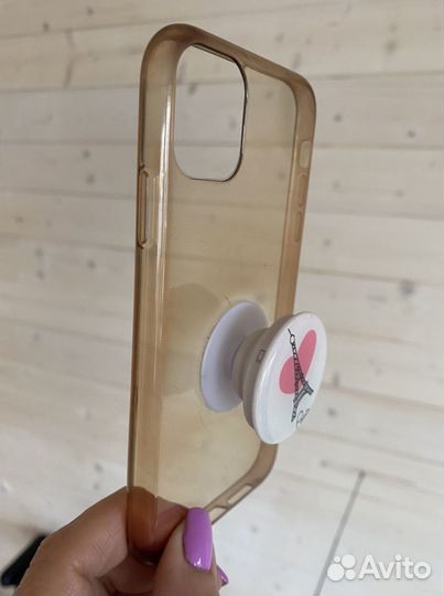 Чехол на iPhone 11 прозрачный +держатель