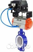 Затвор дисковый поворотный DN.ru WCB-316L-ptfe Ду80 Ру16, углеродистая сталь, ptfe, с пневмоприводом