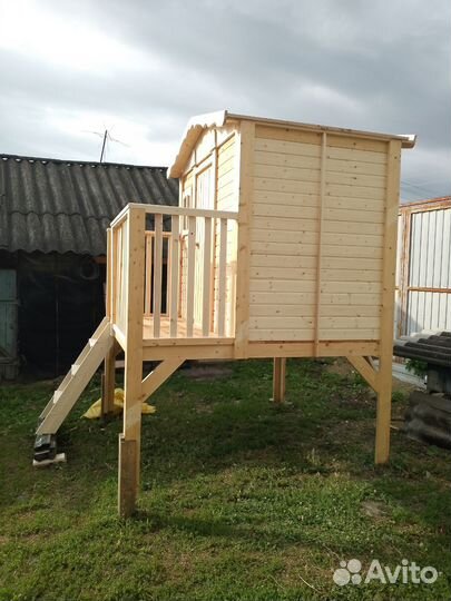 Детский игровой домик уличный деревянный