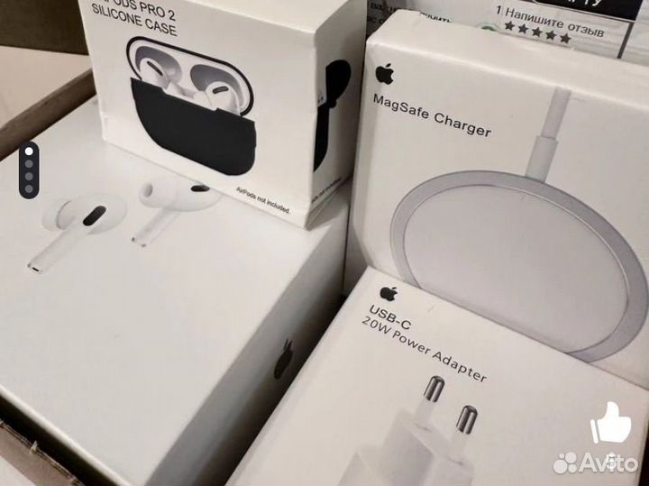 Airpods pro 2, беспроводная зарядка в подарок