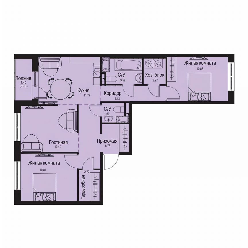 3-к. квартира, 68,3 м², 5/9 эт.