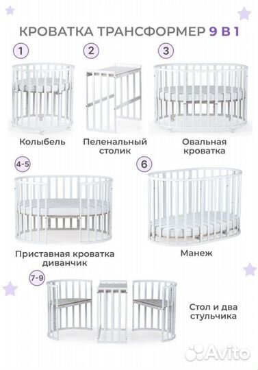 Детская кровать трансформер 7в1