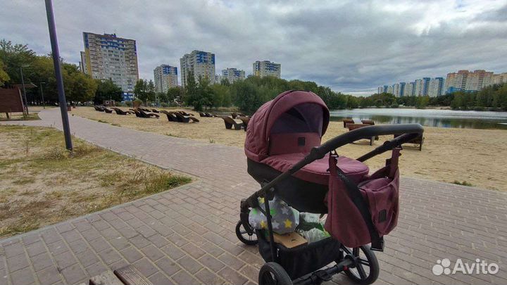 Коляска 3в1 Camarelo Picco Гранатовый меланж