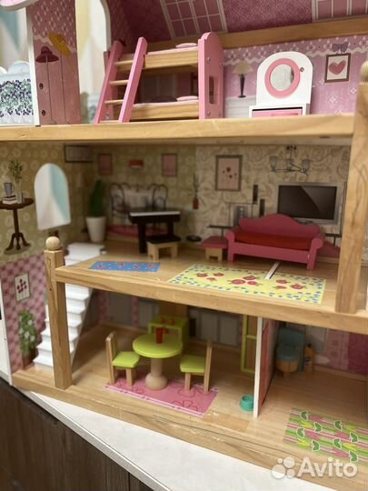 Кукольный игрушечный домик для Барби с мебелью