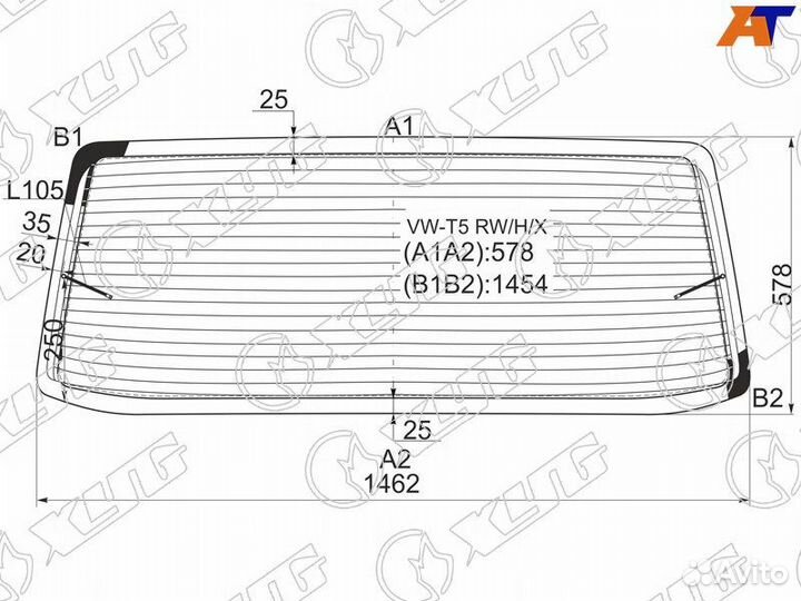 Стекло заднее XYG VWT5 rwhx