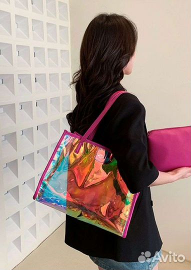 Сумка лазерная с косметичкой внутри