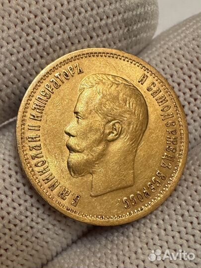 Монета золотая Николай 2