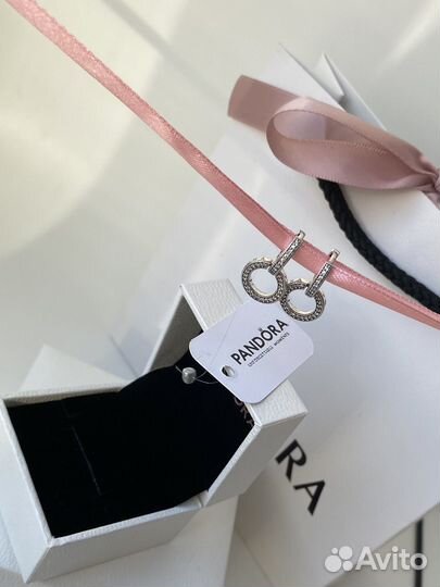 Серьги кольца Pandora Логомания