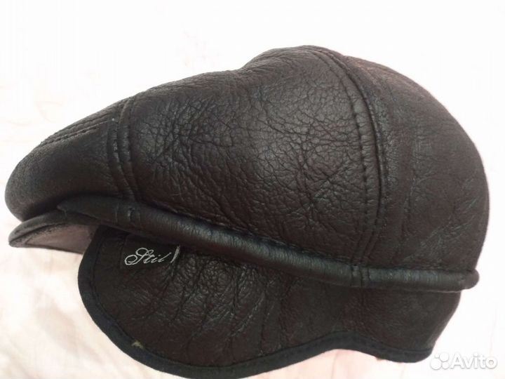 Кепка кожаная меховая мужская 56 размер