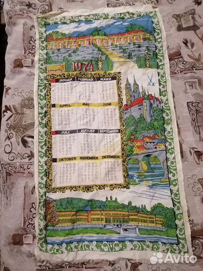 Настенный календарь Германия ткань 1974 год