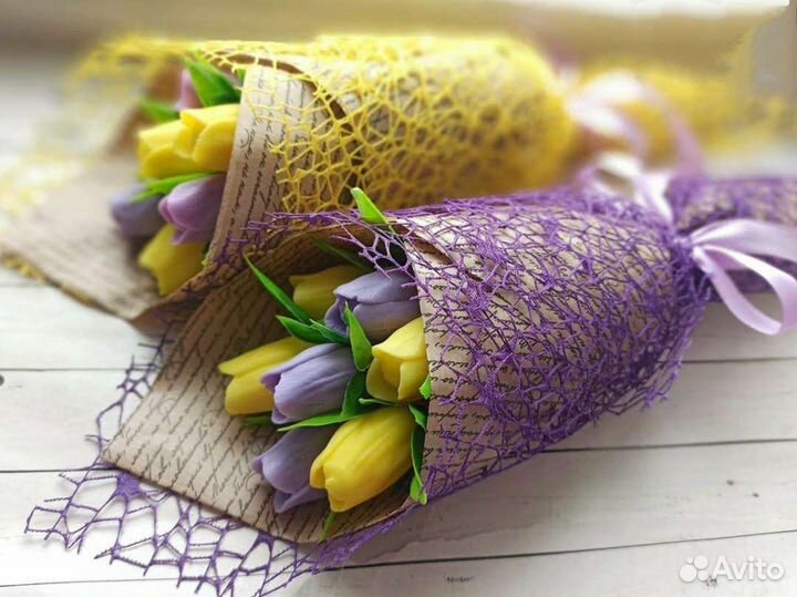 Букет из мыла, букет тюльпанов, мыло ручной работы