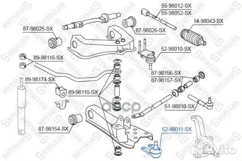 Опора шаровая нижняяToyota Hi-Ace 83-95 5298011SX