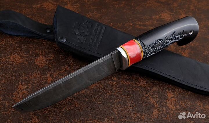 Нож Барракуда-2 сталь дамаск, рукоять черный граб