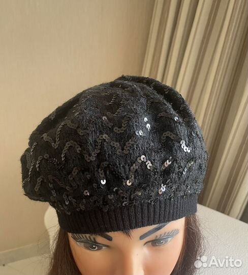 Берет женский черные пайетки