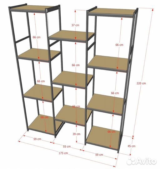 Стеллаж для одежды кч-2220 в стиле лофт