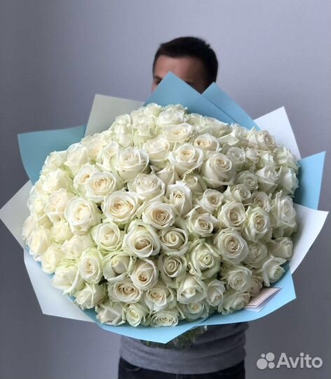 Букет из белых роз. 25 роз. 51 роза. 101 роза