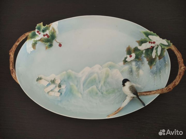 Блюдо Franz Winter Wonderland Chickadee FZ01496