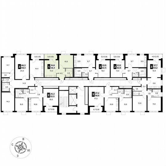 1-к. квартира, 34,3 м², 20/24 эт.