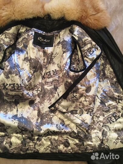 Кожаная куртка с мехом лисы