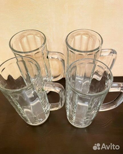 Пивные кружки из массивного стекла, 0.5 л, 4 штуки