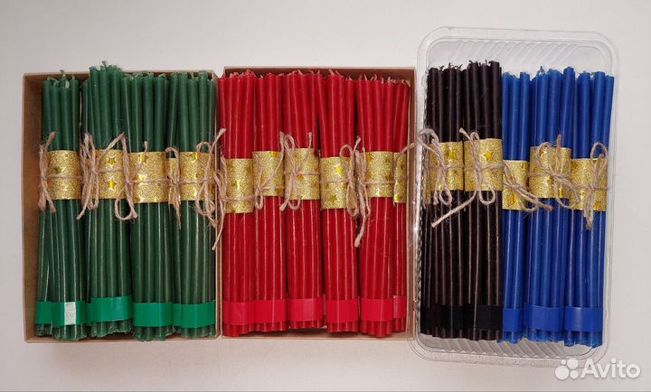 Восковые цветные свечи