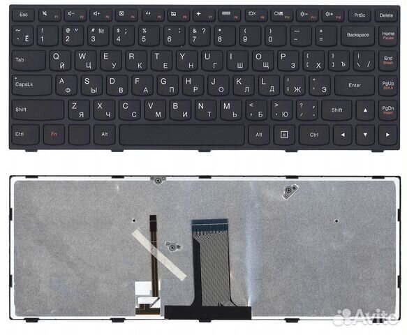 Клавиатура для Lenovo Flex 14 черная с подсветкой