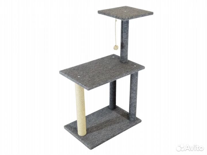 Когтеточка с большой лежанкой и игрушкой 3-х уровн