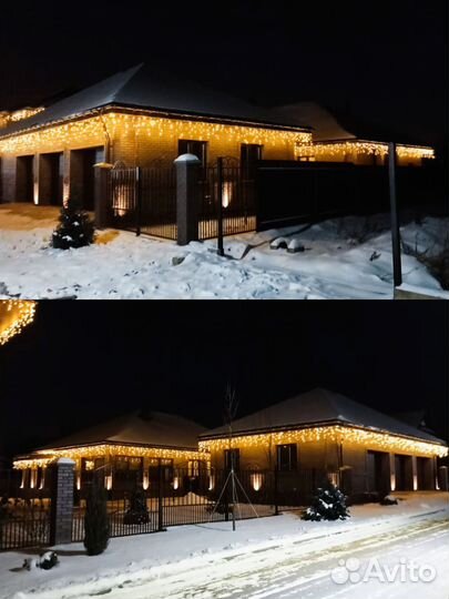 Украшение домов гирляндами