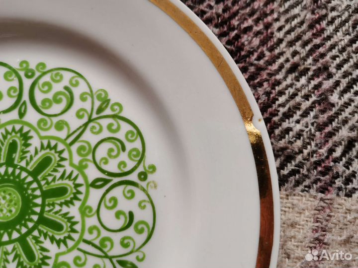 3 шт тарелки СССР Пролетарий зелёный рисунок