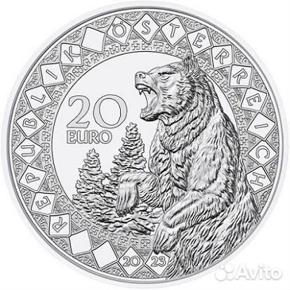 Монета Глаза мира Америка Медведь 2023г Австрия