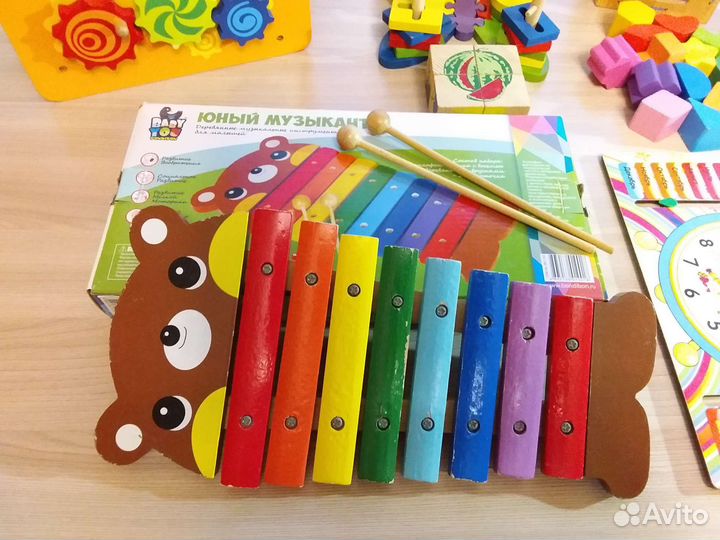 Развивающие эко игрушки деревянные, с коробками