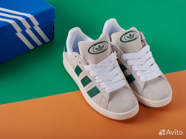 Adidas Campus 00s Crystal White Dark Green