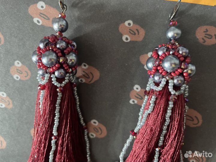 Серьги кисточки ручной работы