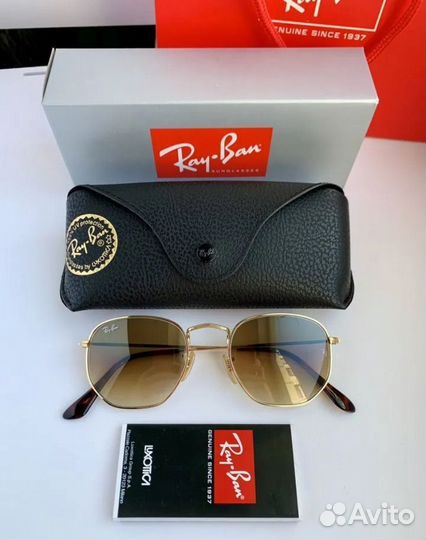 Солнцезащитные очки ray ban hexagonal коричневые