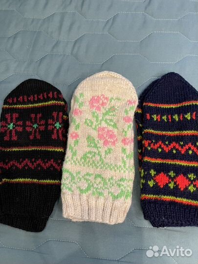 Варежки вязаные ручной работы