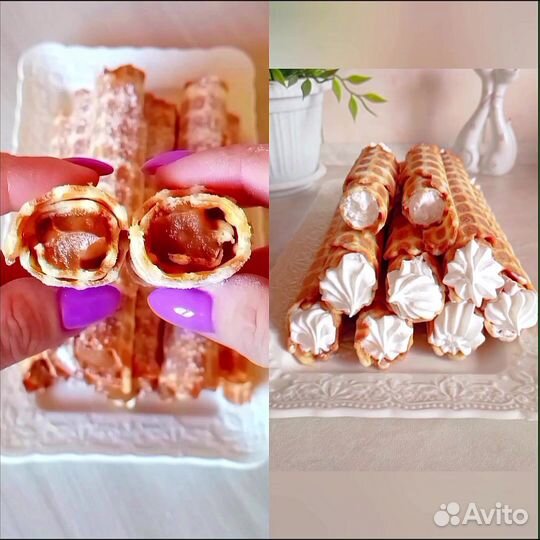Орешки со сгущенкой и вафельные трубочки