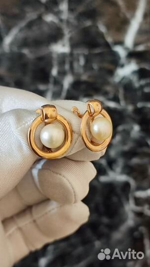Золотые серьги с жемчугом/585/4.61гр