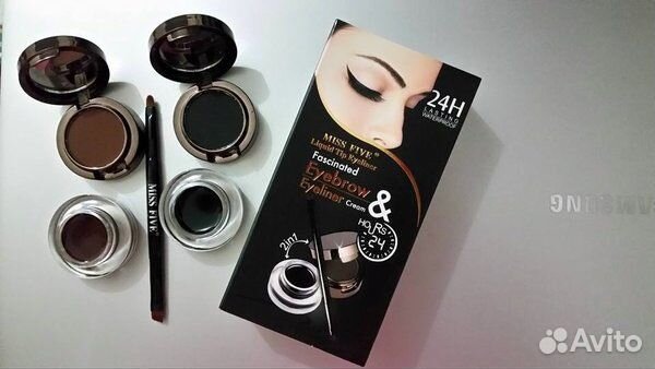 Гелевая подводка+ тени для глаз и бровей 2 цвета