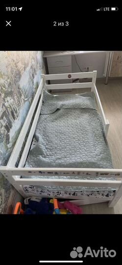 Детская кровать, натуральное дерево+ матрас