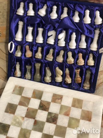 Шахматы оникс + мрамор в подарочной коробке