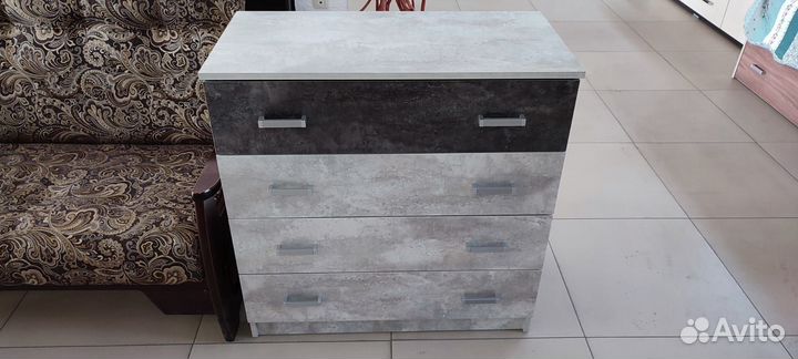 Комод 4 ящика лдсп Цемент темный/светлый 86х45х88